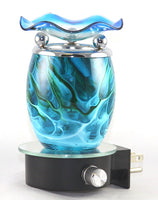 Blue Oval Glass Electric Wall Plug In Oil Warmer with Dimmer