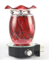 Red Oval Glass Electric Wall Plug In Oil Warmer with Dimmer