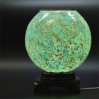 Teal Blue Big Crackle Glass Electric Oil Warmer With Dimmer