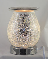 Crackle Glass White Electric Touch Oil Warmer