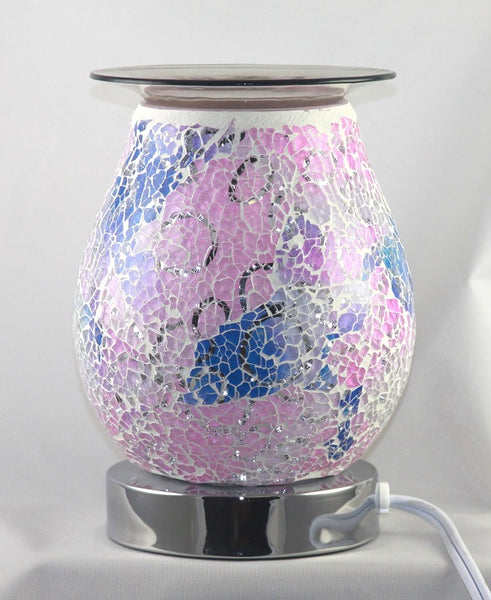 Pink Crackle Glass Electric OIl Warmer With Touch Dimmer