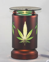Bronze Green Leaf Electric Touch Oil Warmer