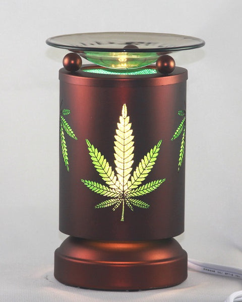 Bronze Green Leaf Electric Touch Oil Warmer
