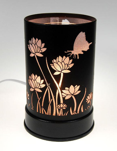 Butterflies and Flowers Black Touch Electric Oil Warmer