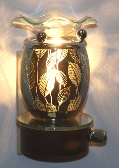 Silver Leaf Wall Plug In Electric Oil Warmer WIth DImmer