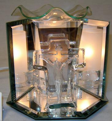 3 Mirror Jesus on Cross Glass Electric Oil Warmer With Dimmer