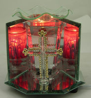 3 Mirror Cross Glass Electric Oil Warmer With Dimmer