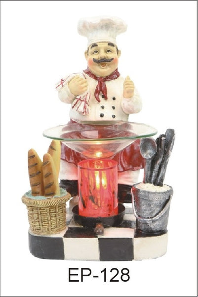 Figurine electric oil burner/ fragrance lamp made from Poly Resin instead of Glass. Unit comes with top dish, and the light bulb. The UL listed wire has a dimmer switch to adjust the brightness of the lamp, therefore, control the amount fragrance to be burned. 