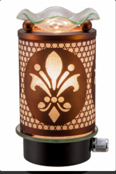 Bronze Fleur De Lis Wall Plug In Electric Oil Warmer WIth DImmer
