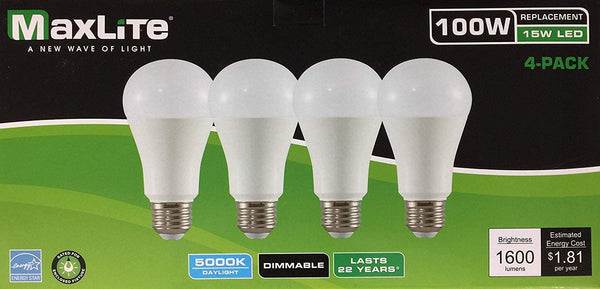 CASE of  Maxlite LED Dimmable CASE A19 Bulb 100W Daylight 5000K, White