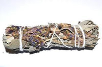 White Sage & Purple "Royal" Lavender Flower Smudge Stick 4"